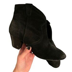 ASH Suede Rounded Toe Heeled Booties Black Size 38 (US 7.5)